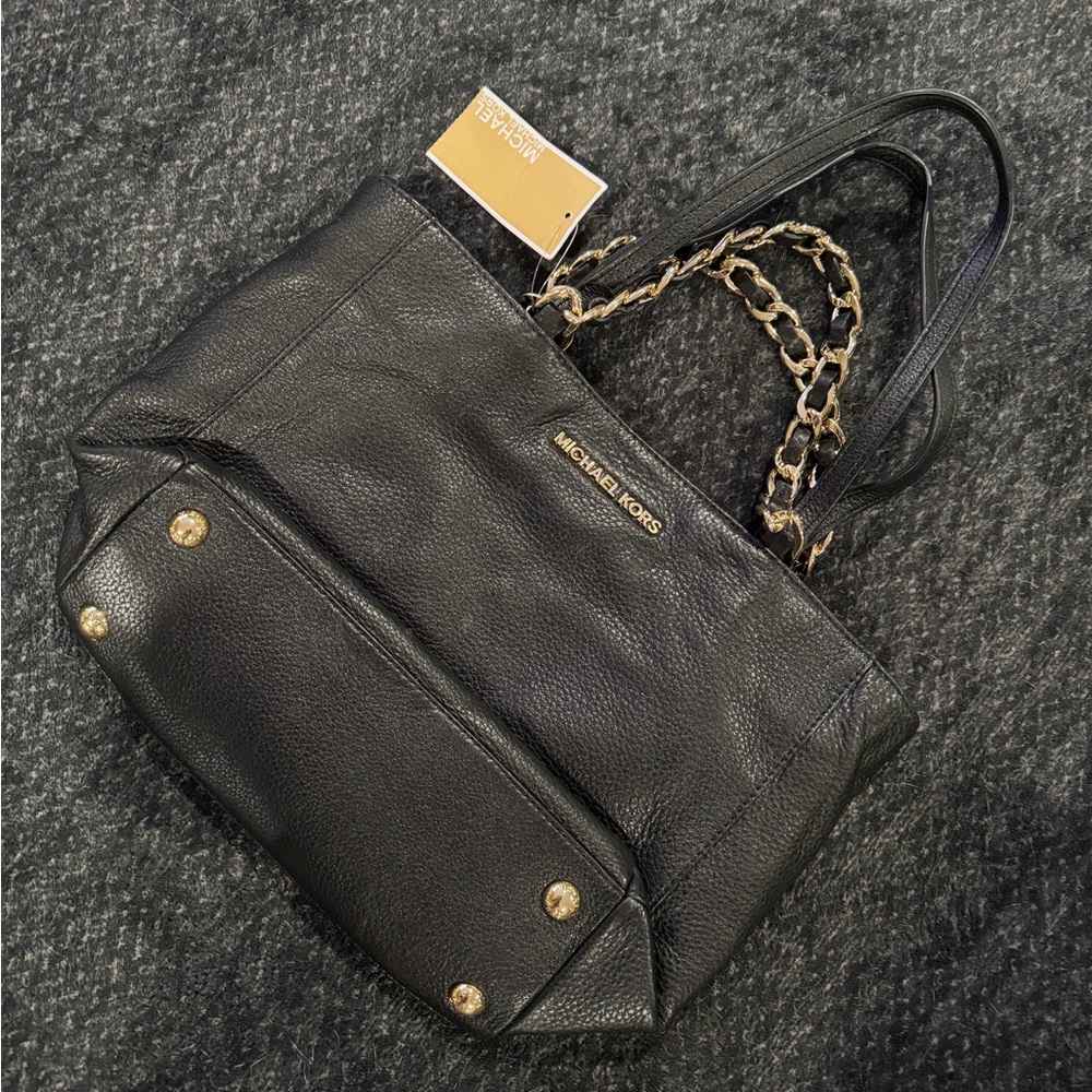 MICHAEL Michael Kors Black Tote with Gold Details